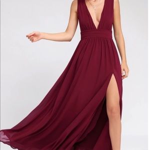 Lulu’s Heavenly Hues Burgundy Maxi Dress Size M